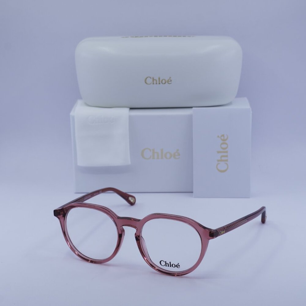 Chloe CH0012O 006 Round 50mm Eyeglasses - Transparent Pink
